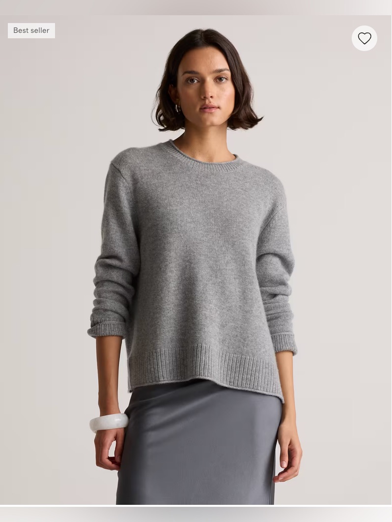 Quince Mongolian Cashmere Boxy Crewneck Sweater In Heather Grey Size Small